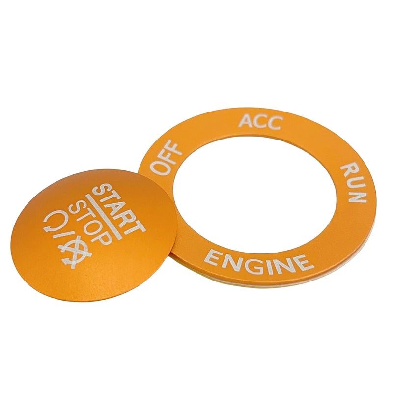 ALETAI Push Start Stop Button Cover Trim for 2015-2021 Dodge Challenger Dodge RAM 1500 Dodge Charger, Aluminum Alloy, Orange - Image 2